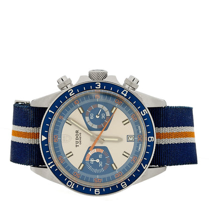 Stainless Steel Fabric 42mm Heritage Chrono Automatic Watch Blue 70330B