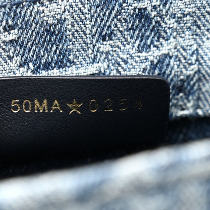 Denim Oblique Mini Book Tote With Strap Blue