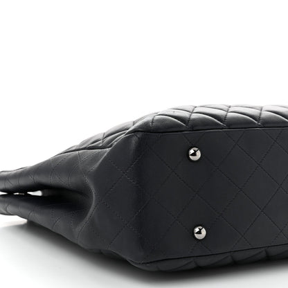 Calfskin Quilted Timeless Tote Dark Navy