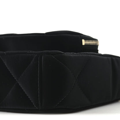 Velvet Effect Nylon Shiny Crumpled Calfskin Quilted Chanel 25 Clutch With Chain Black
