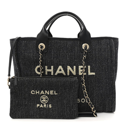Denim Small Deauville Tote Dark Blue White