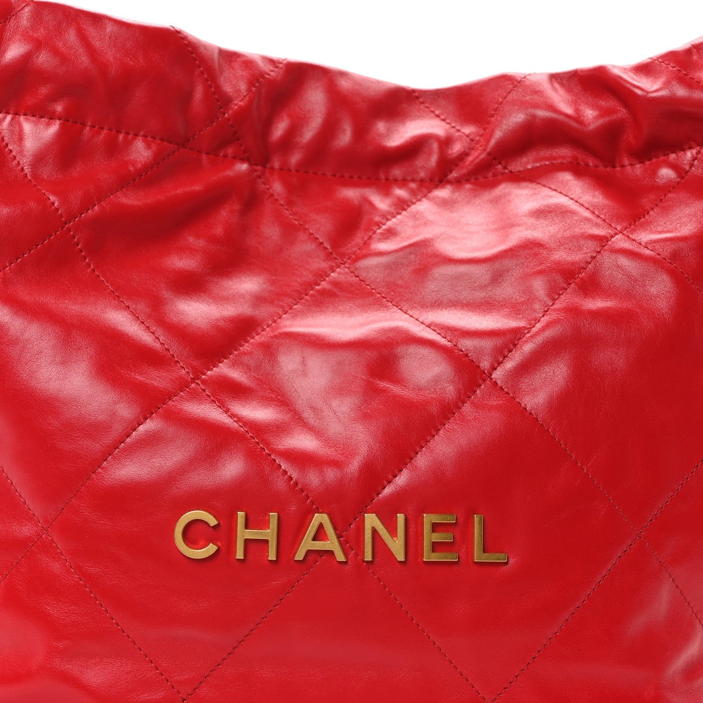 Shiny Calfskin Quilted Small Chanel 22 Red