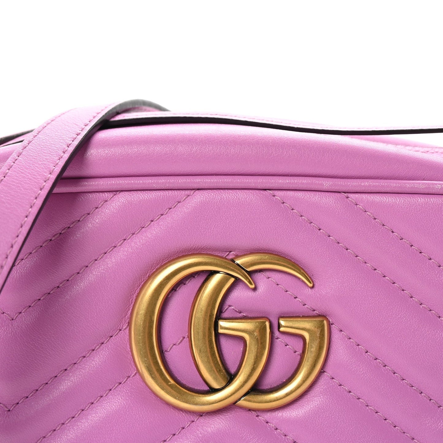 Calfskin Matelasse Small GG Marmont Chain Shoulder Bag Candy Mousse