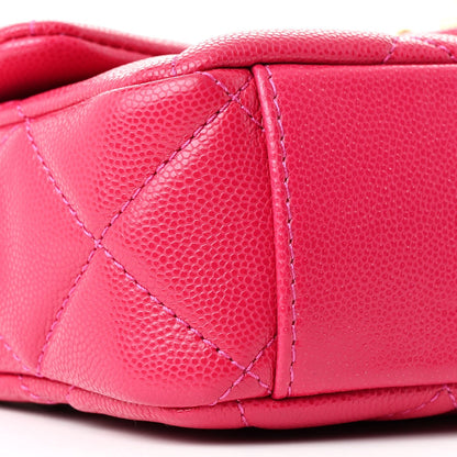 Caviar Quilted Small Twist Your Buttons Flap Fuchsia