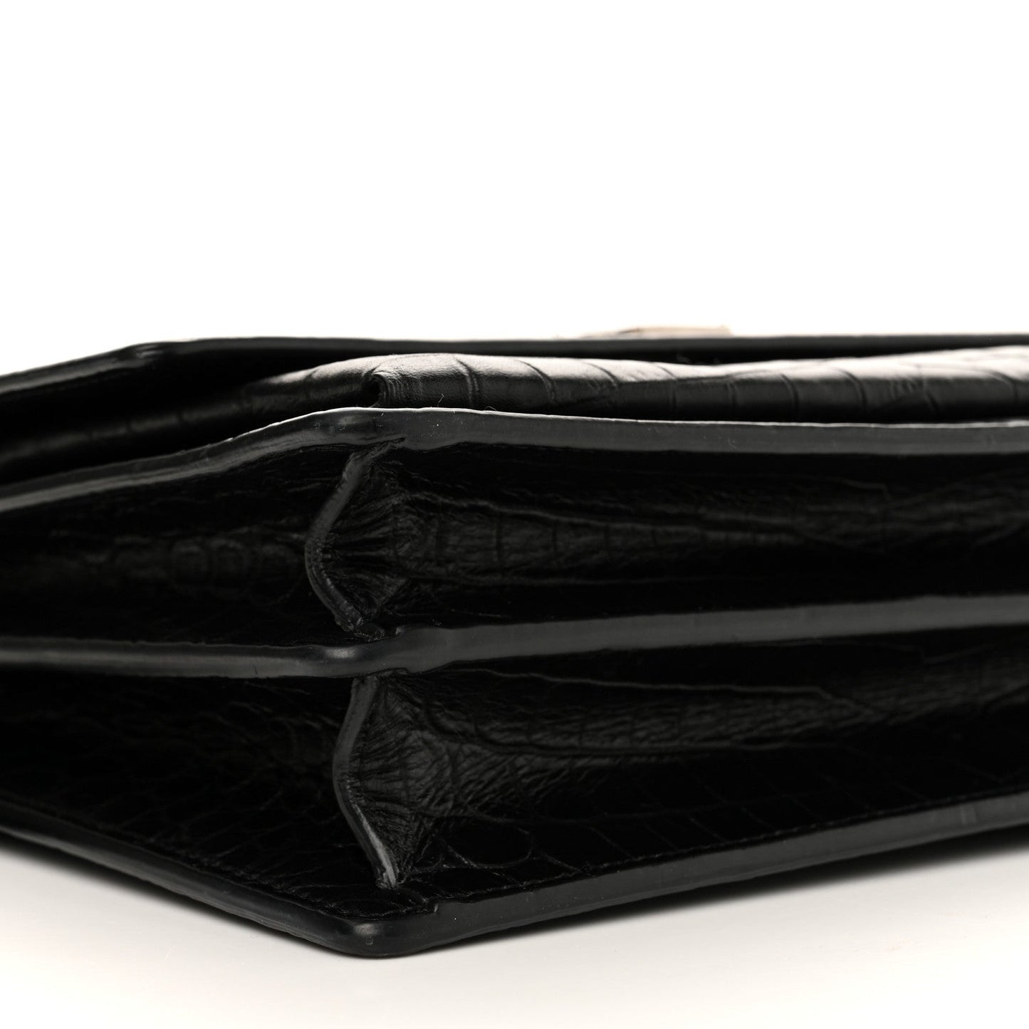 Calfskin Crocodile Embossed Medium Monogram Sunset Black