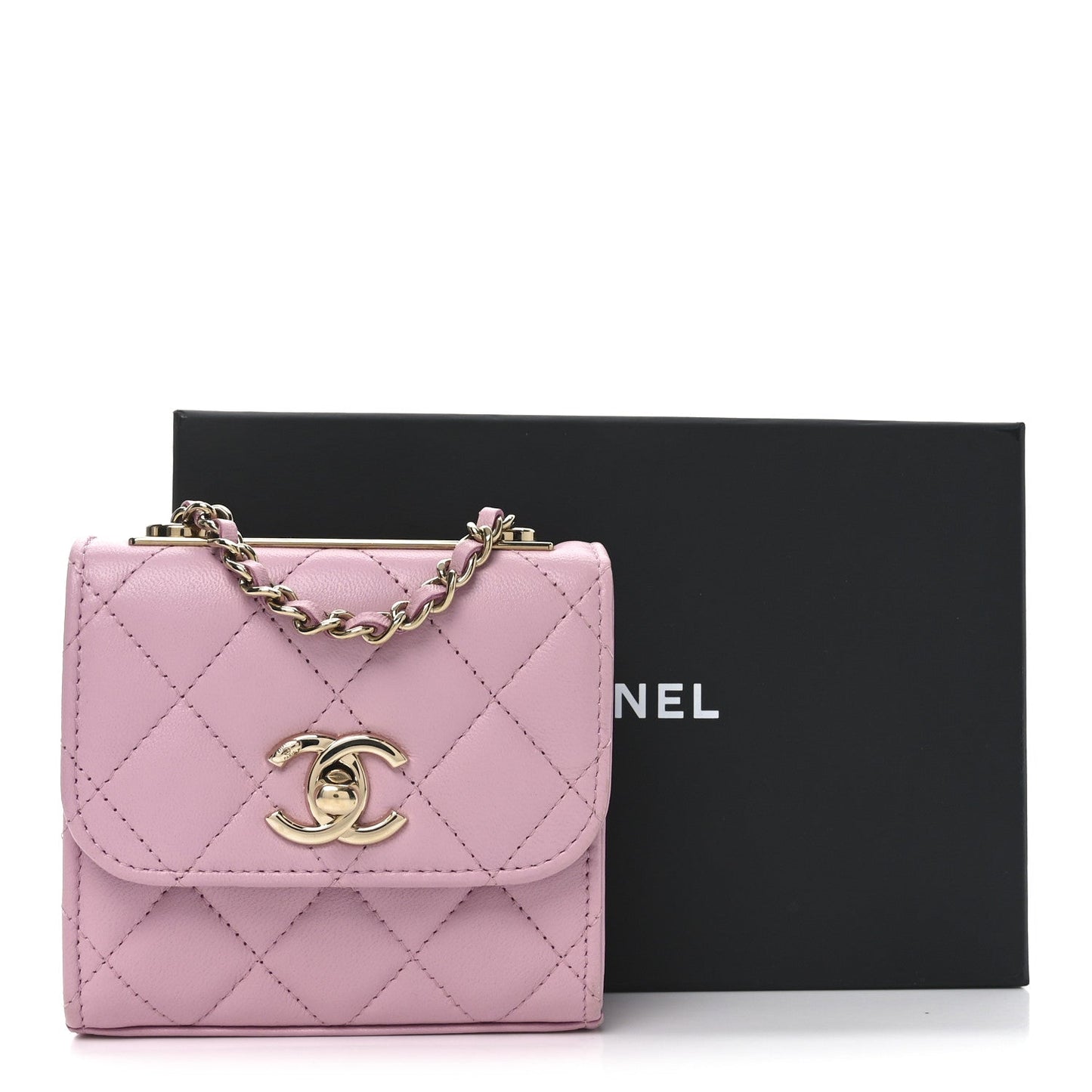 Lambskin Quilted Mini Trendy CC Clutch With Chain Pink