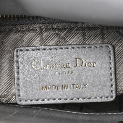 Metallic Lambskin Cannage Mini Lady Dior Gray
