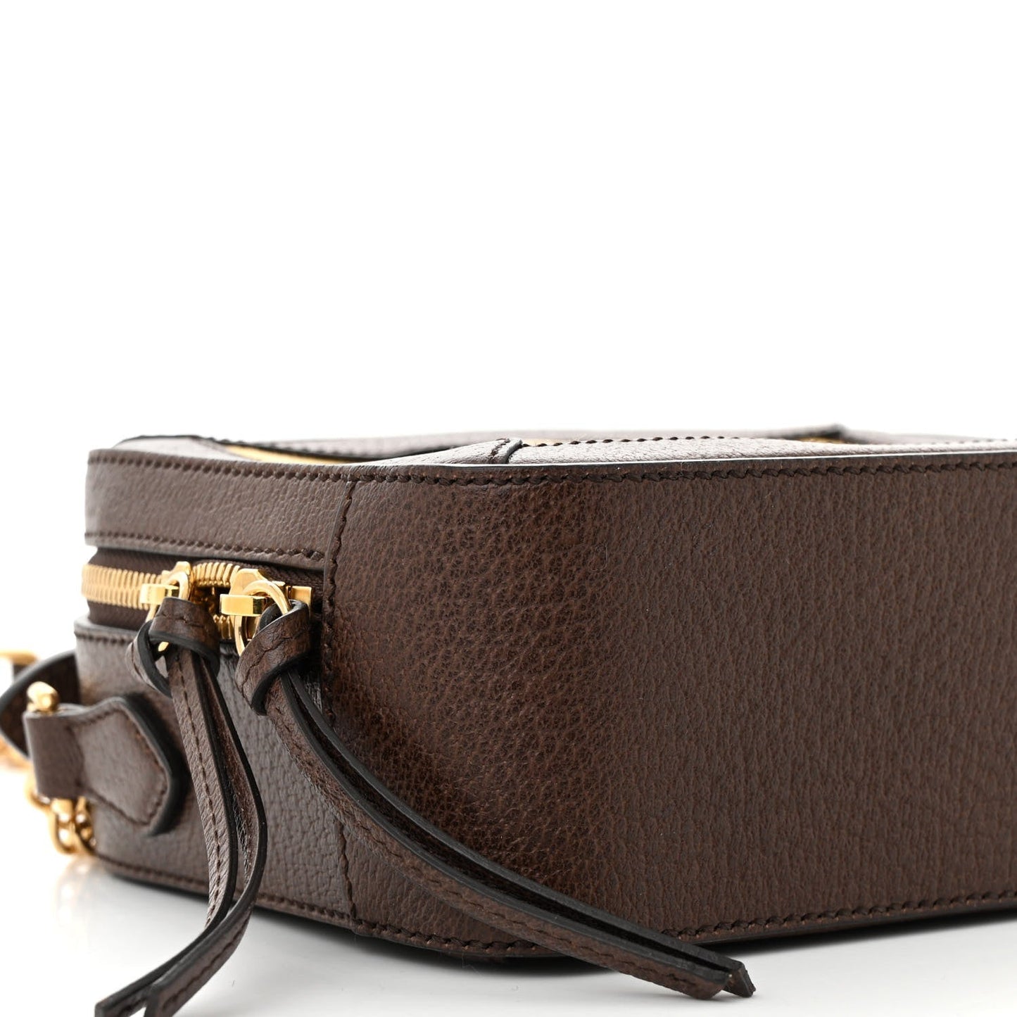 Canvas Textured Calfskin Web Mini Ophidia Top Handle Shoulder Bag Easy  Yellow Dark Brown