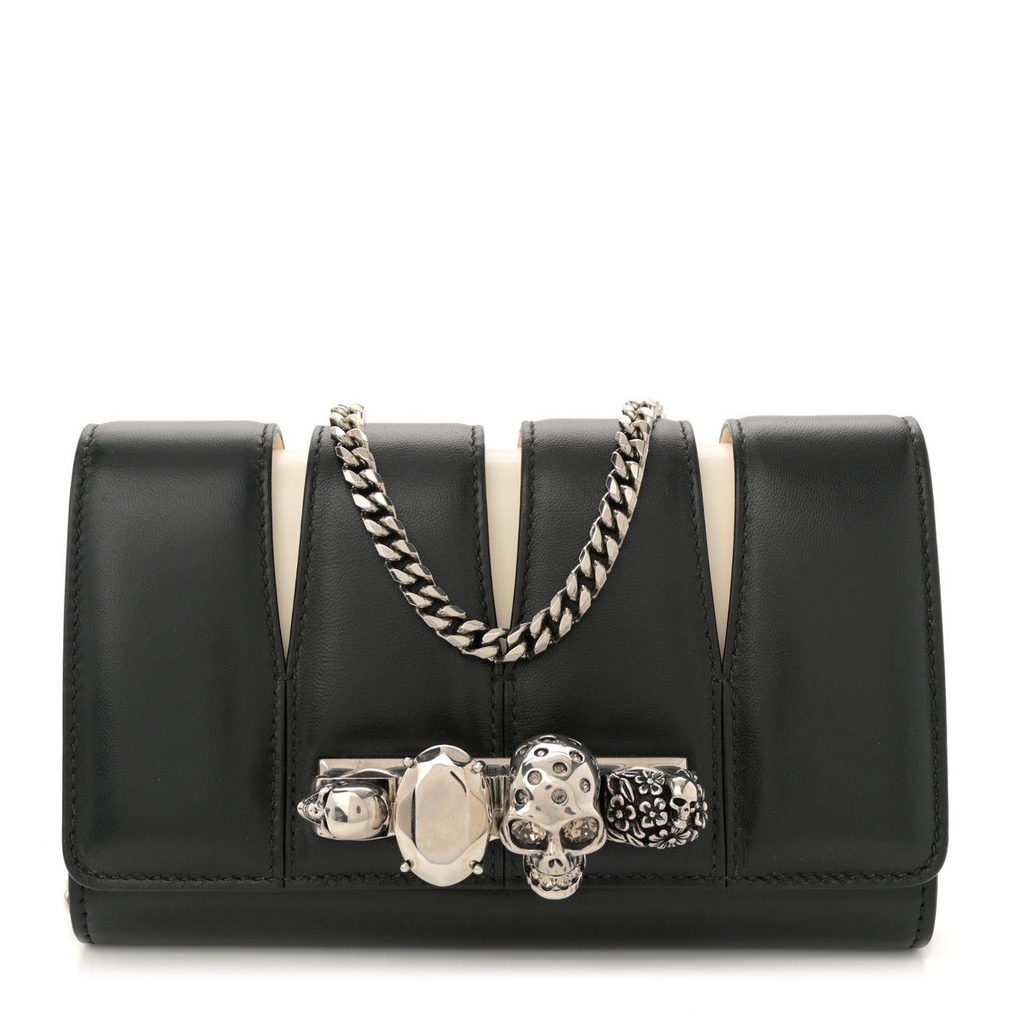 Calfskin Small Slash Bag Black White
