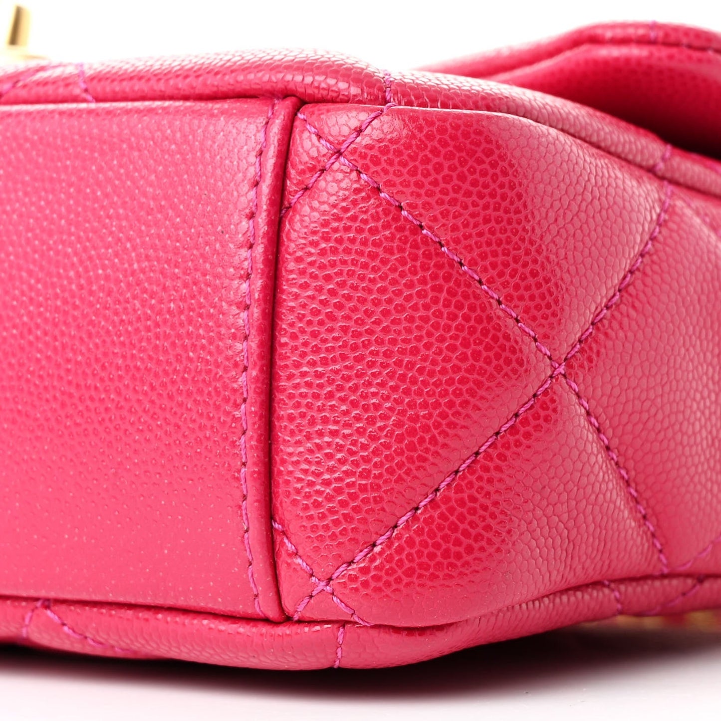 Caviar Quilted Small Twist Your Buttons Flap Fuchsia