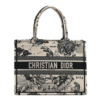 Canvas Zodiac Toile De Jouy Embroidered Medium Book Tote Latte