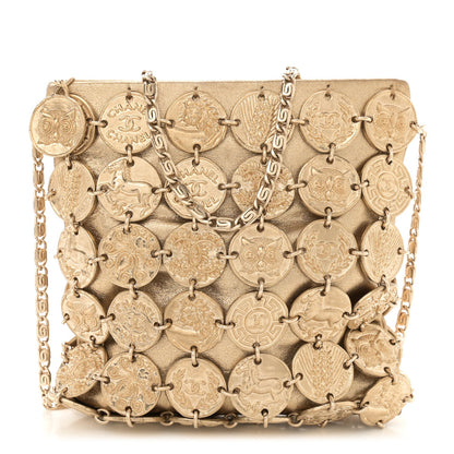Metallic Calfskin Medallion Shoulder Bag Gold