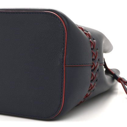 Soft Calfskin Braided Lockme Bucket Marine Rouge