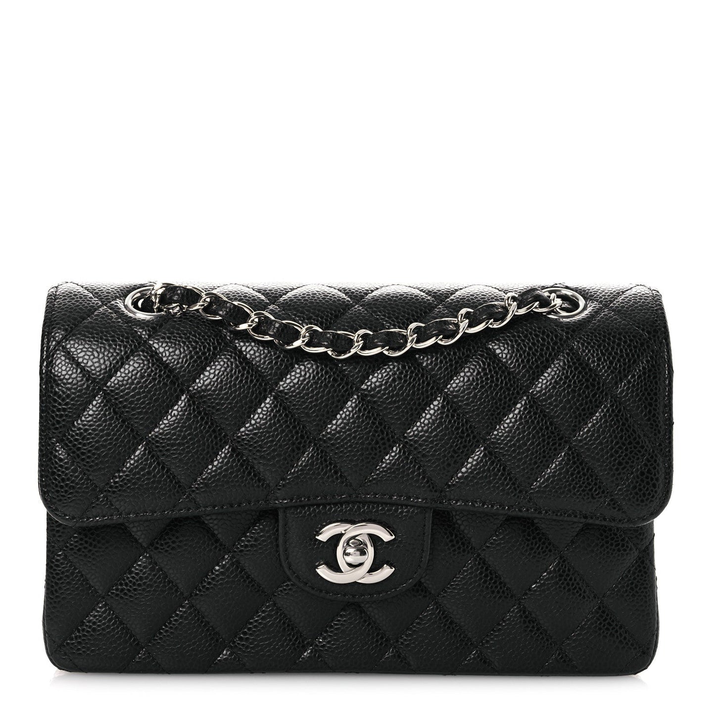 Caviar Quilted Small Double Flap Black