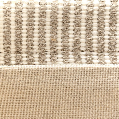 Canvas Calfskin Striped Triomphe Large Cabas Beige
