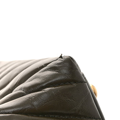Calfskin Chevron Quilted Medium Coco Handle Flap Green