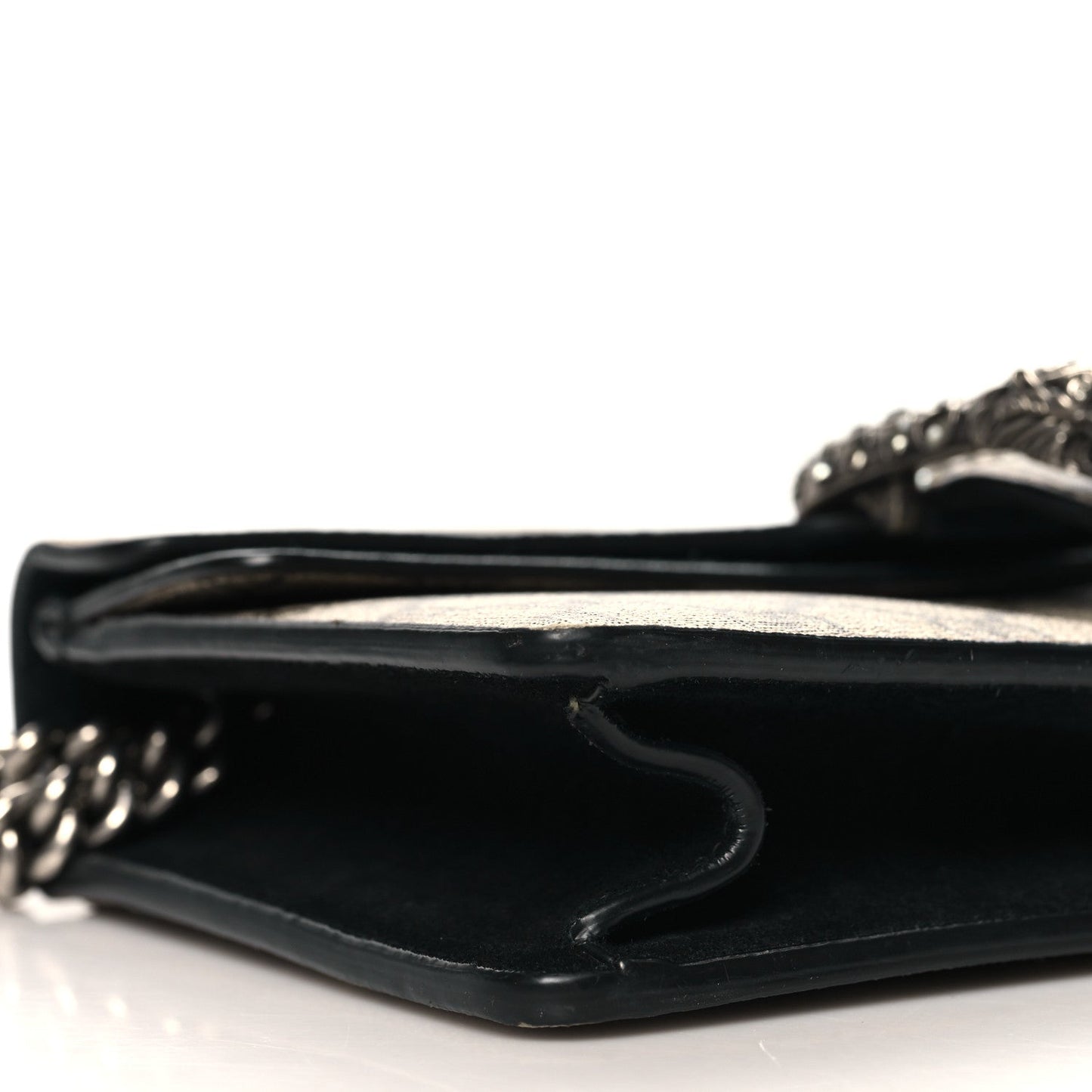 GG Supreme Monogram Suede Crystal Small Dionysus Shoulder Bag Beige Ebony Black