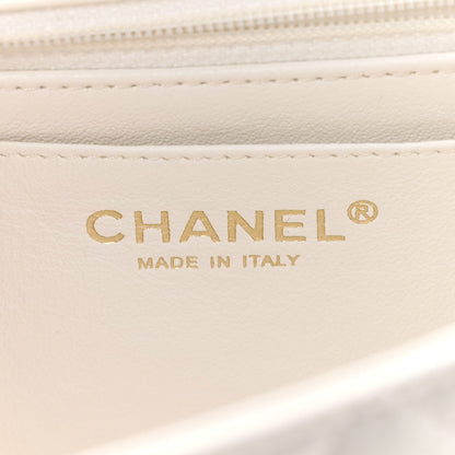 Lambskin Quilted Mini Rectangular Flap White