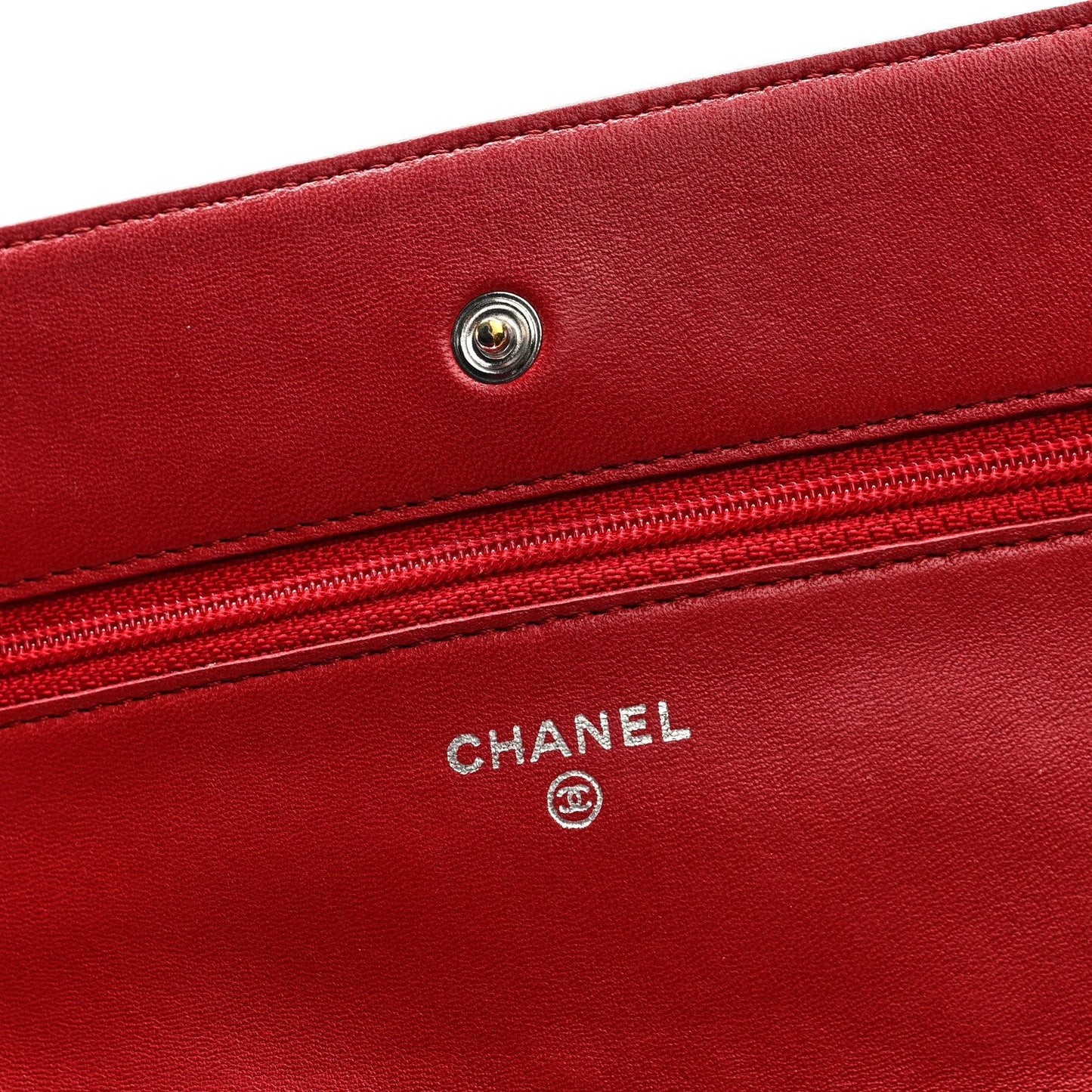 Lambskin Quilted Wallet On Chain WOC Red