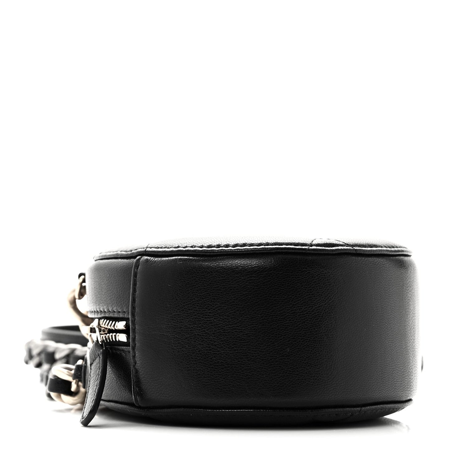 Shiny Goatskin Quilted Chanel 19 Round Clutch With Chain Black