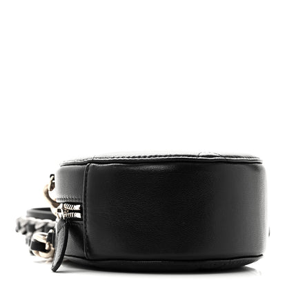 Shiny Goatskin Quilted Chanel 19 Round Clutch With Chain Black