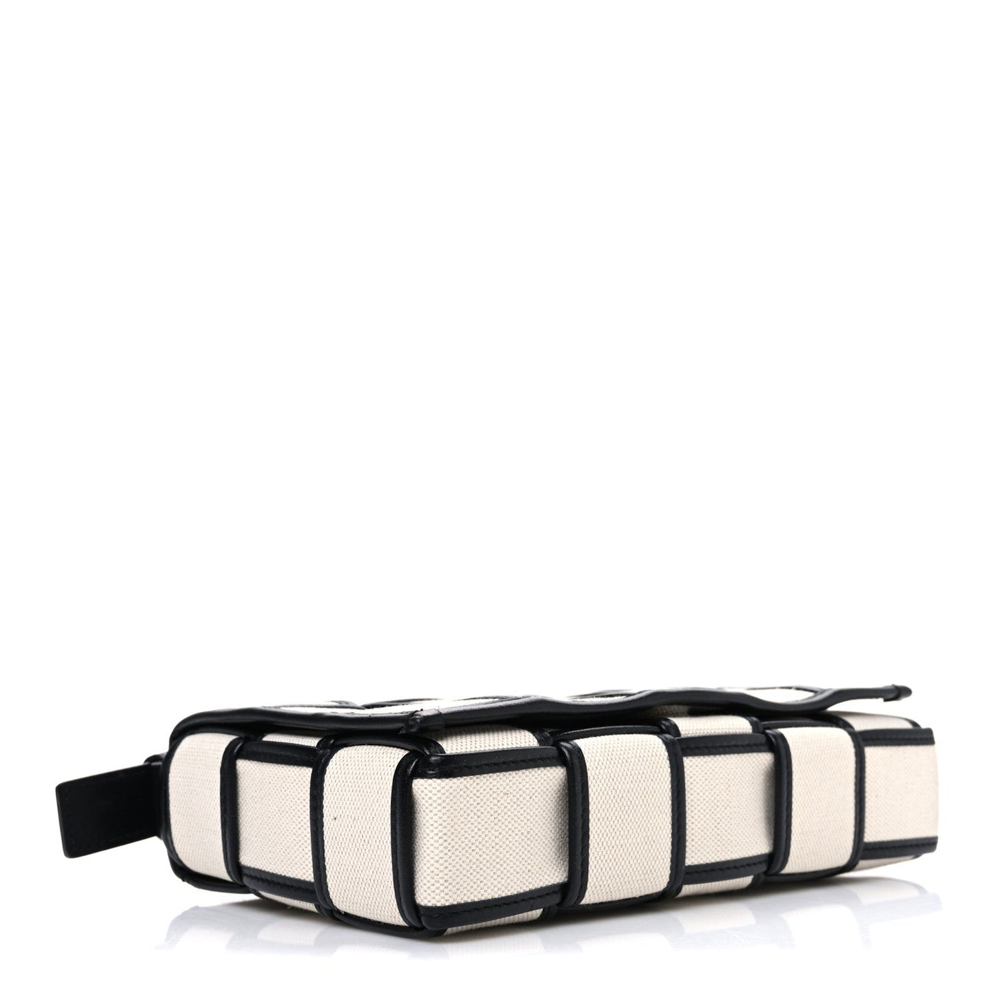 Canvas Intrecciato Padded Cassette Crossbody Bag Natural Black