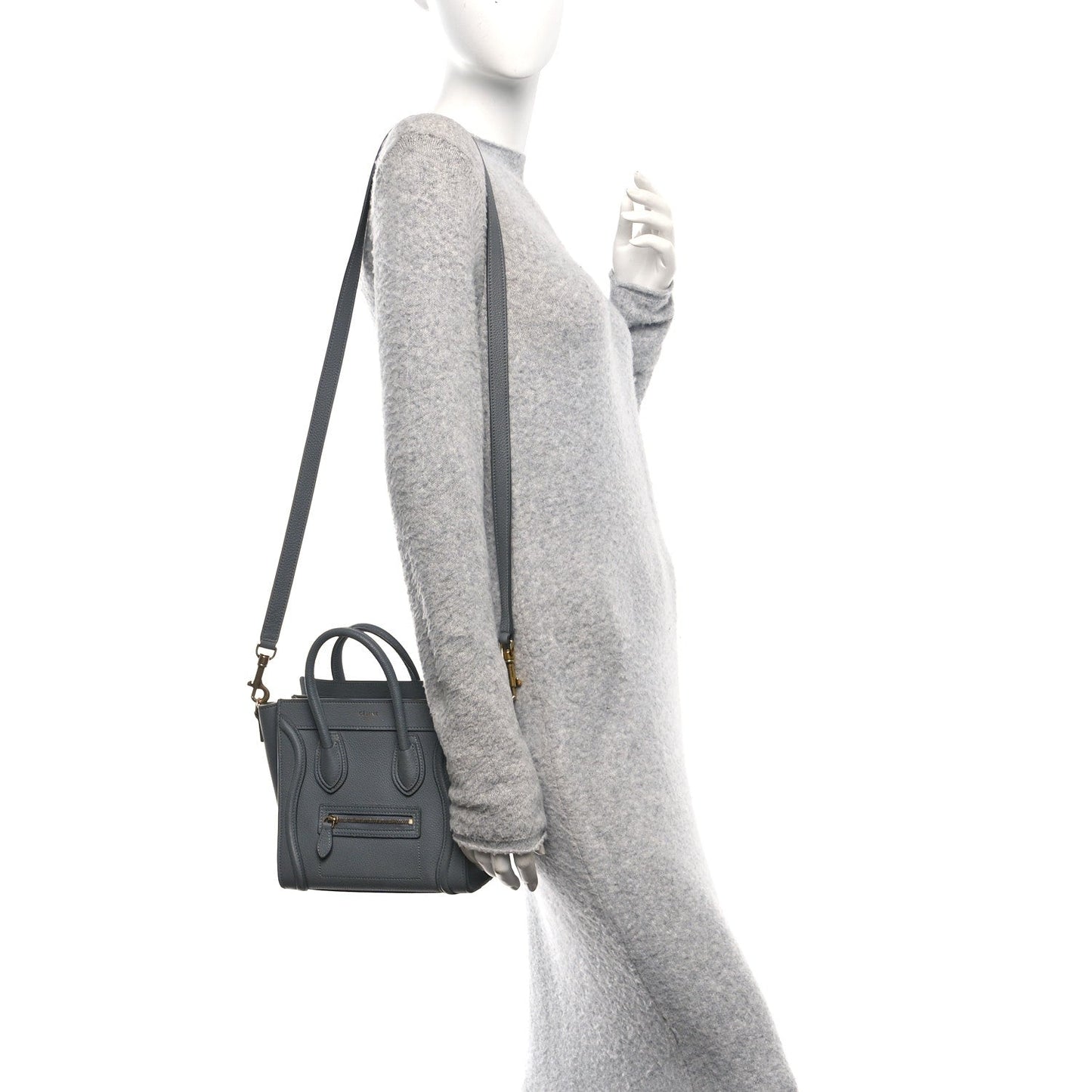 Drummed Calfskin Nano Luggage Kohl