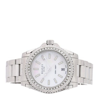 Stainless Steel Diamond Mother of Pearl 32mm Dive Quartz Watch