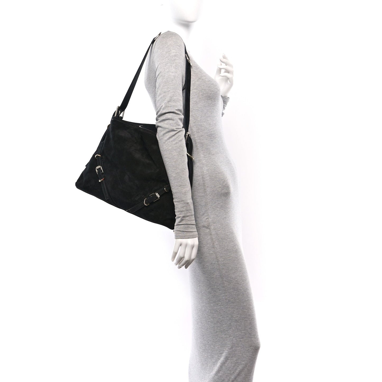 Suede Medium Voyou Bag Black
