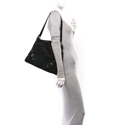 Suede Medium Voyou Bag Black