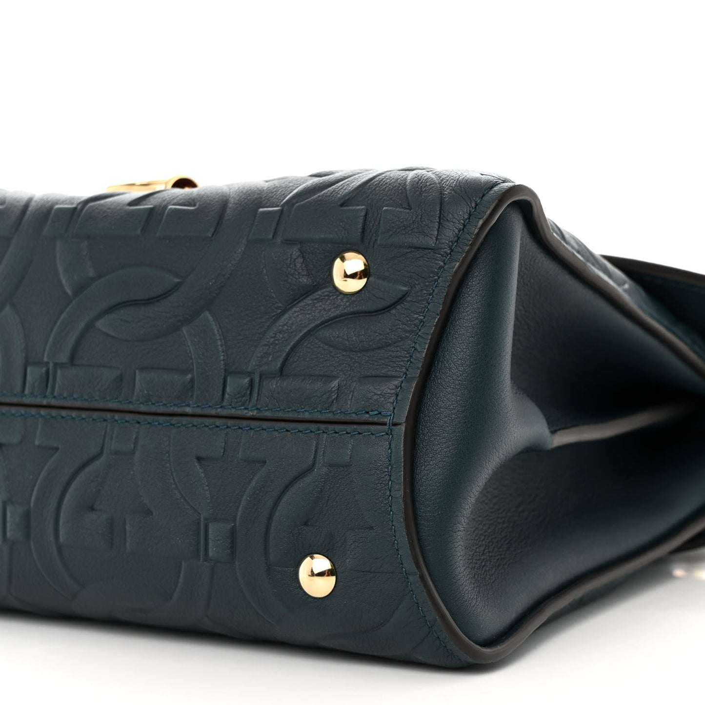 Calfskin Embossed Small Margot Top Handle Divisa Green