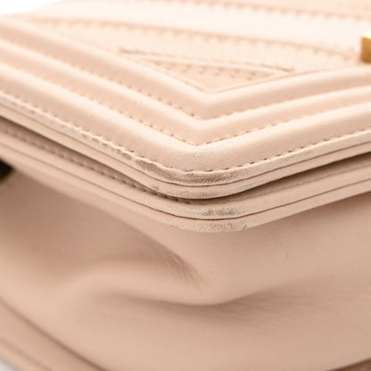 Caviar Suede Calfskin Chevron Quilted Small Boy Flap Light Pink