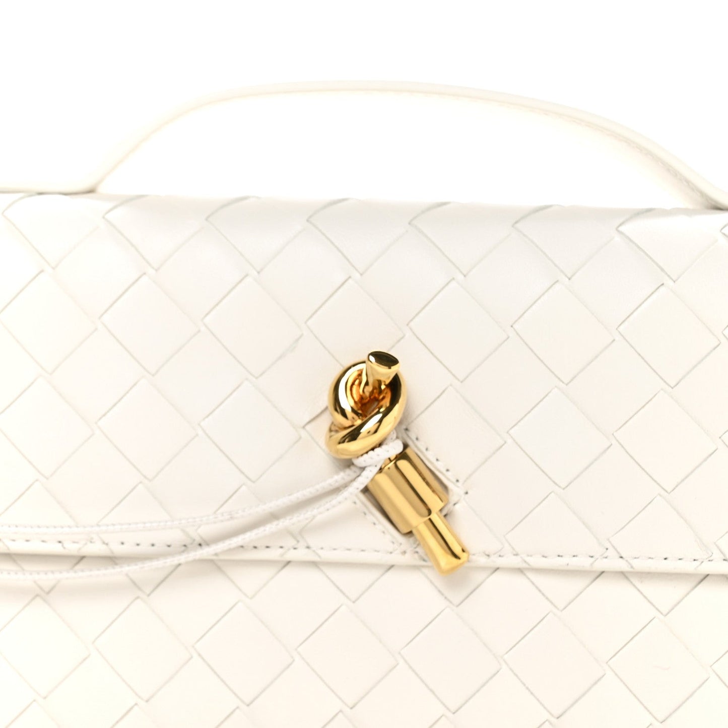 Nappa Intrecciato Long Andiamo Top Handle Clutch White