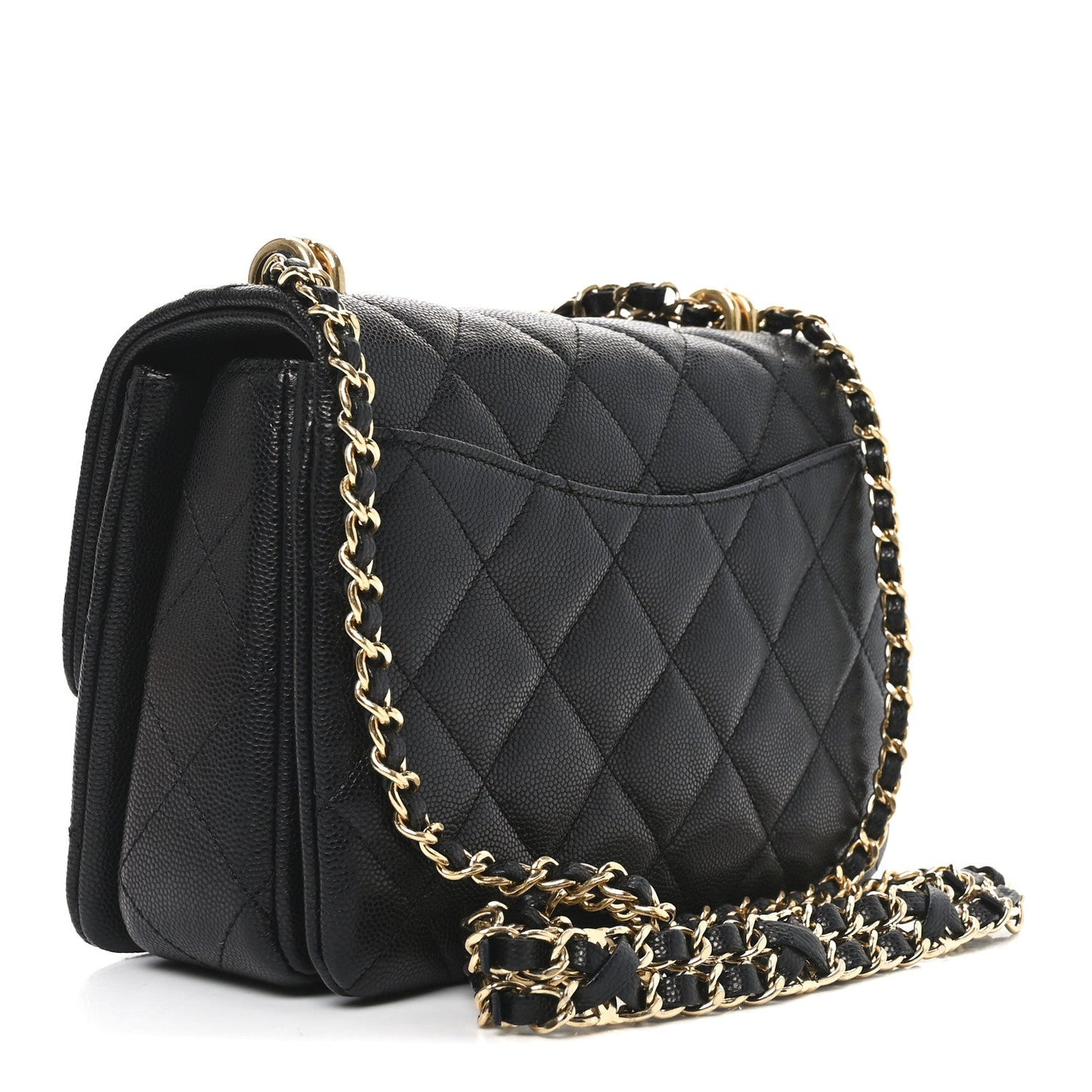 Caviar Quilted Mini Coco First Flap Black