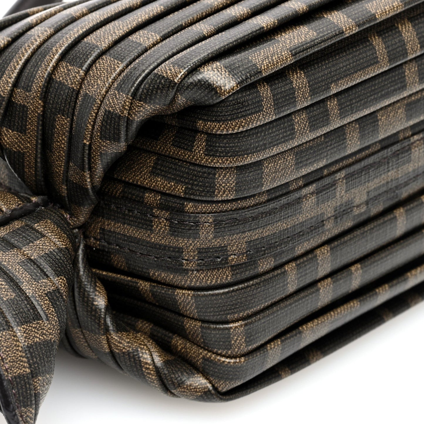 Glazed Fabric FF Pleated Candy Bag Brown