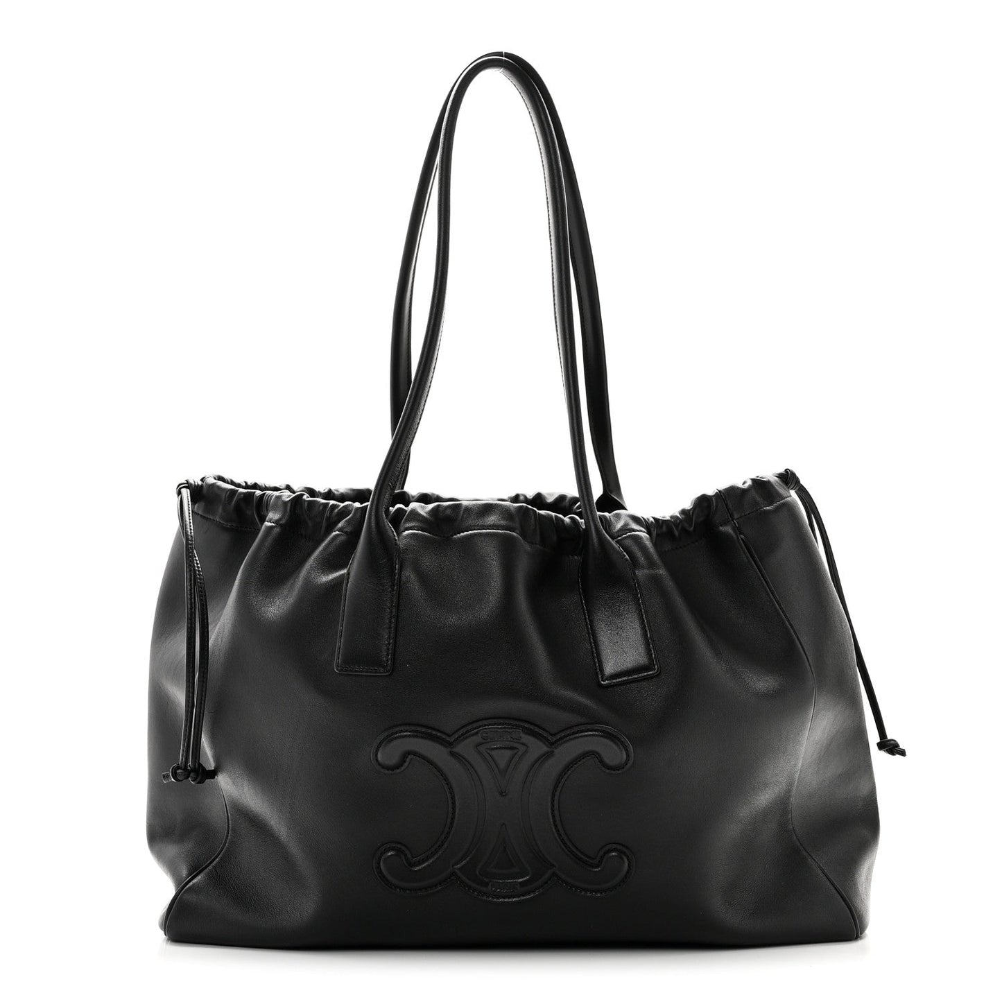 Smooth Calfskin Cuir Triomphe Cabas Drawstring Black