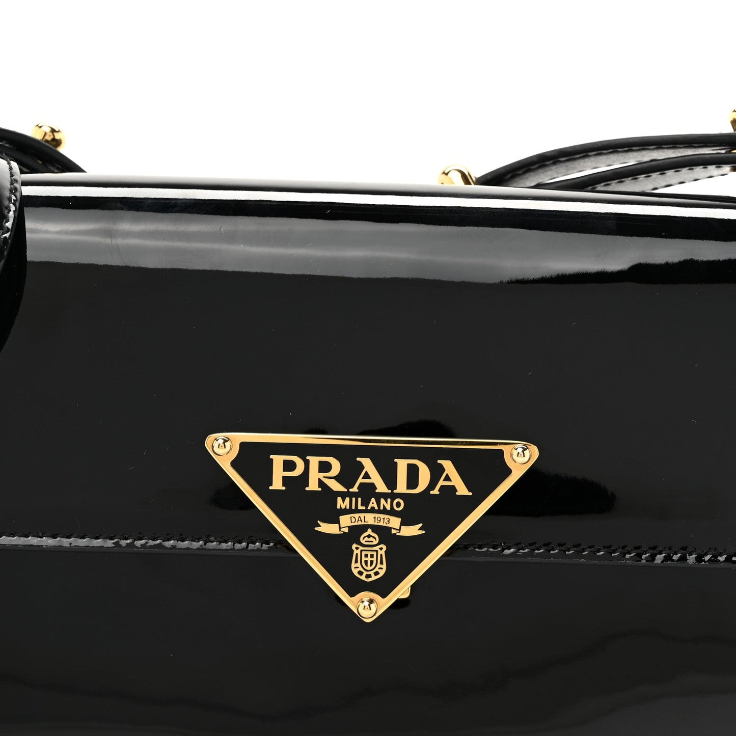 Vernice Metal Triangle Logo Flap Shoulder Bag Black