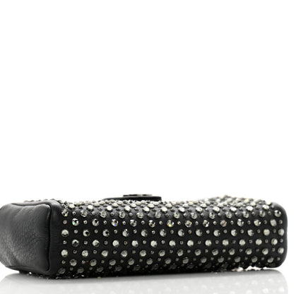 Calfskin Strass Studded Mini Phone Holder Clutch Black