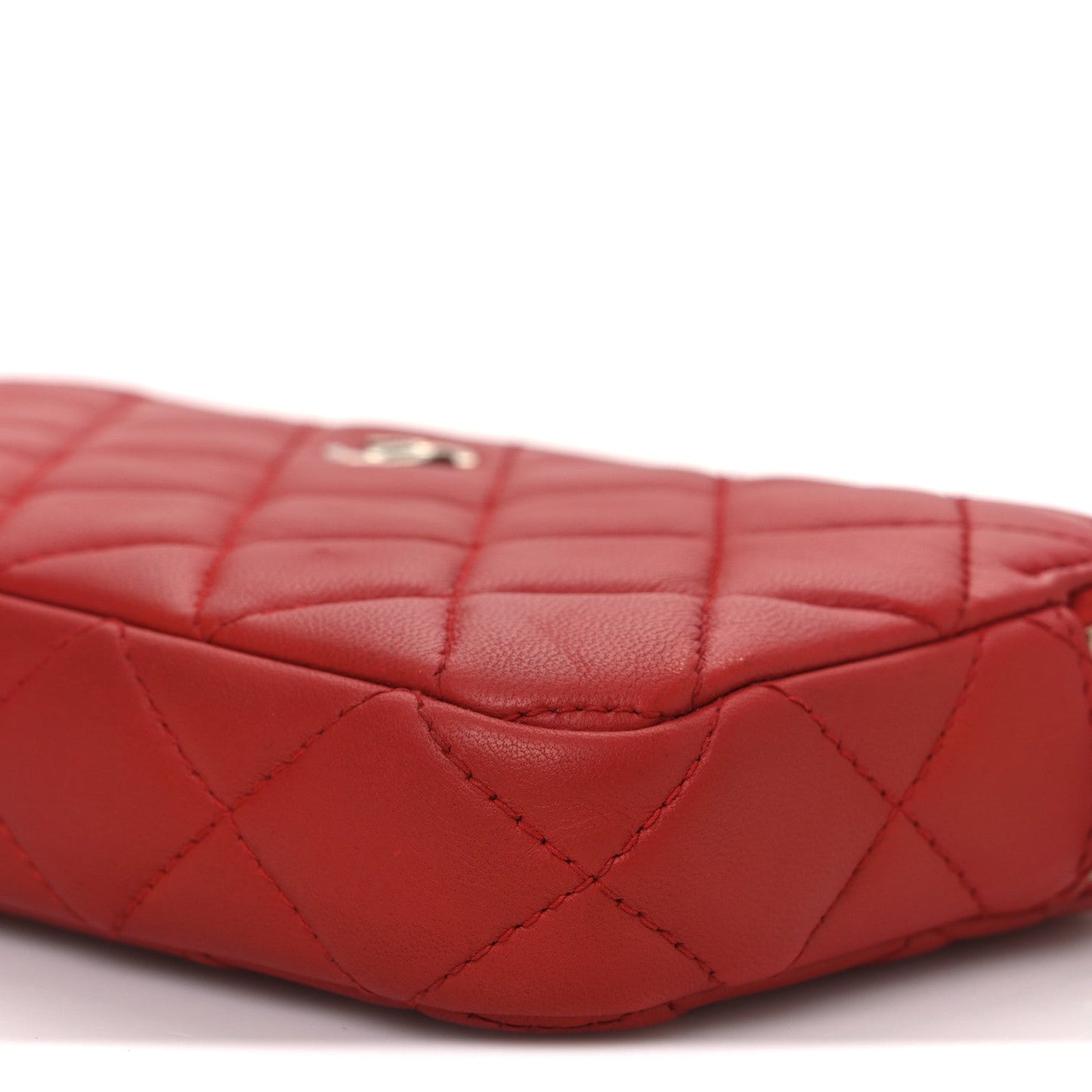 Lambskin Quilted Small Clutch With Chain Red