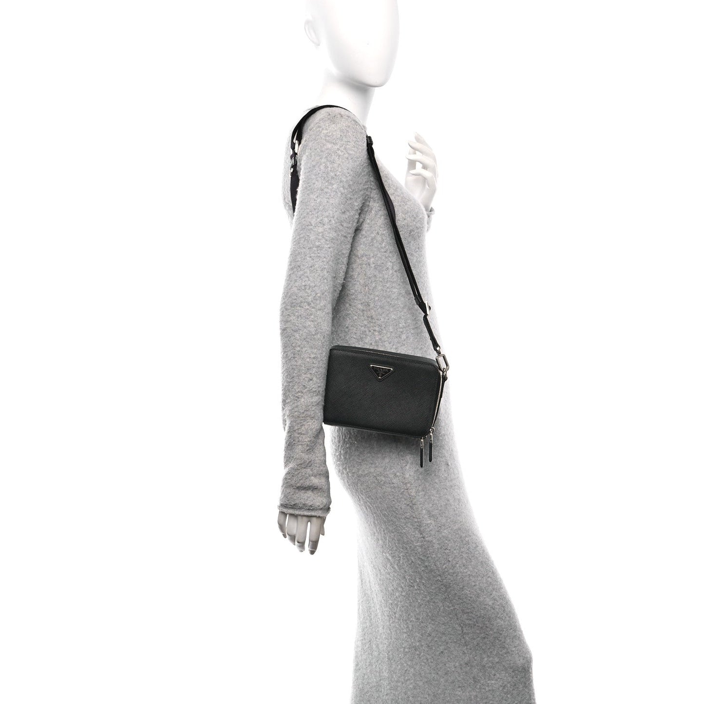 Saffiano Travel Small Brique Crossbody Bag Black