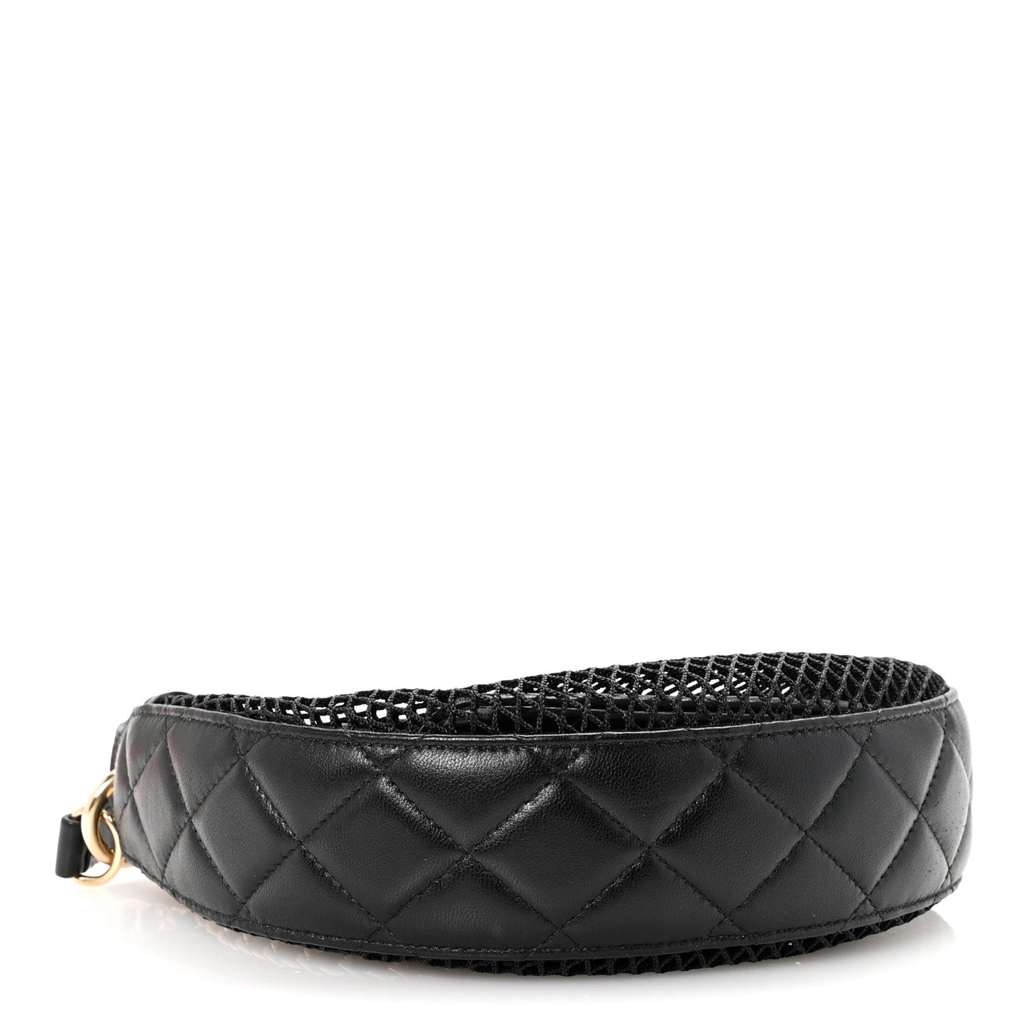 Mesh Shiny Lambskin Chain Hobo Black