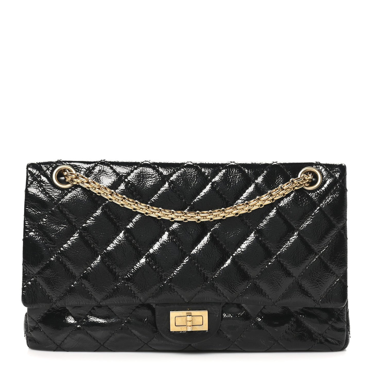 Distressed Patent Quilted 2.55 Reissue 226 Flap Black