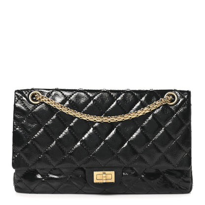 Distressed Patent Quilted 2.55 Reissue 226 Flap Black