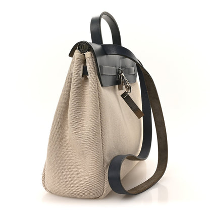 Toile Vache Calfskin Herbag PM 30 Navy Bleu Natural