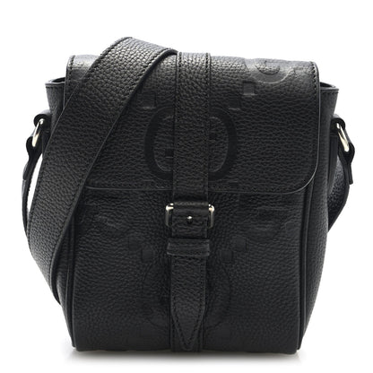 Piuma Calfskin Jumbo GG Embossed Small Messenger Bag Black