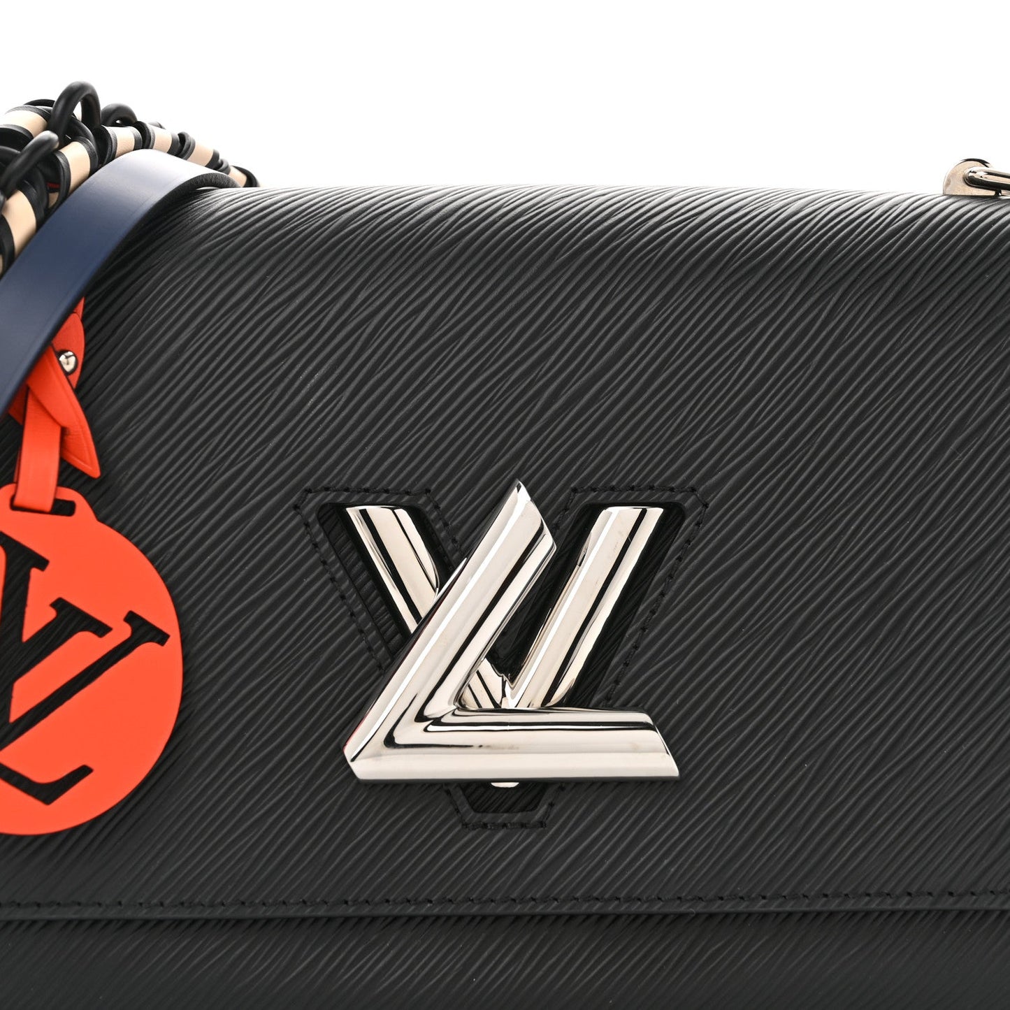 Epi Twist Braided Strap Shoulder Bag MM Black Orange Fluo Cobalt
