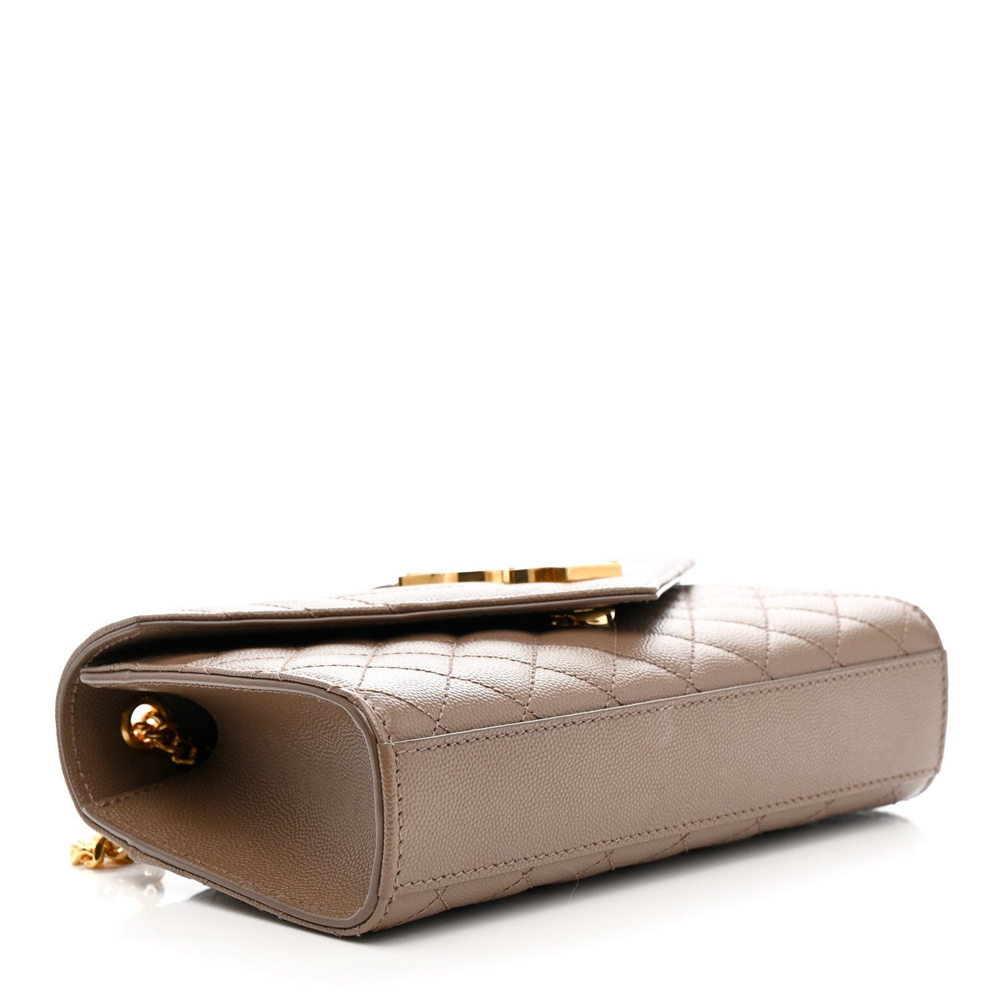 Grain De Poudre Textured Mixed Matelasse Triquilt Small Monogram Satchel Dark Beige