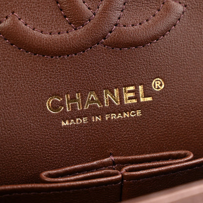 Lambskin Quilted Small Double Flap Dark Brown