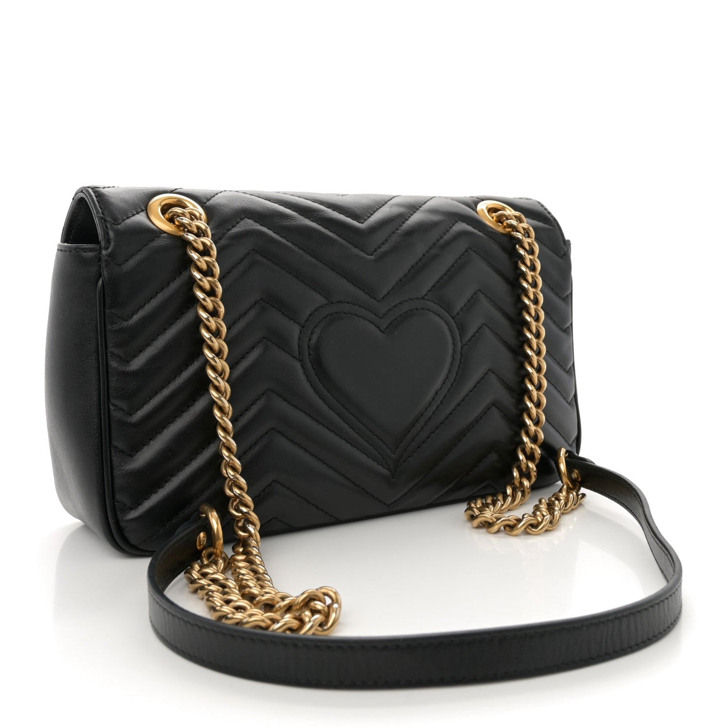Calfskin Matelasse Small GG Marmont Shoulder Bag Black