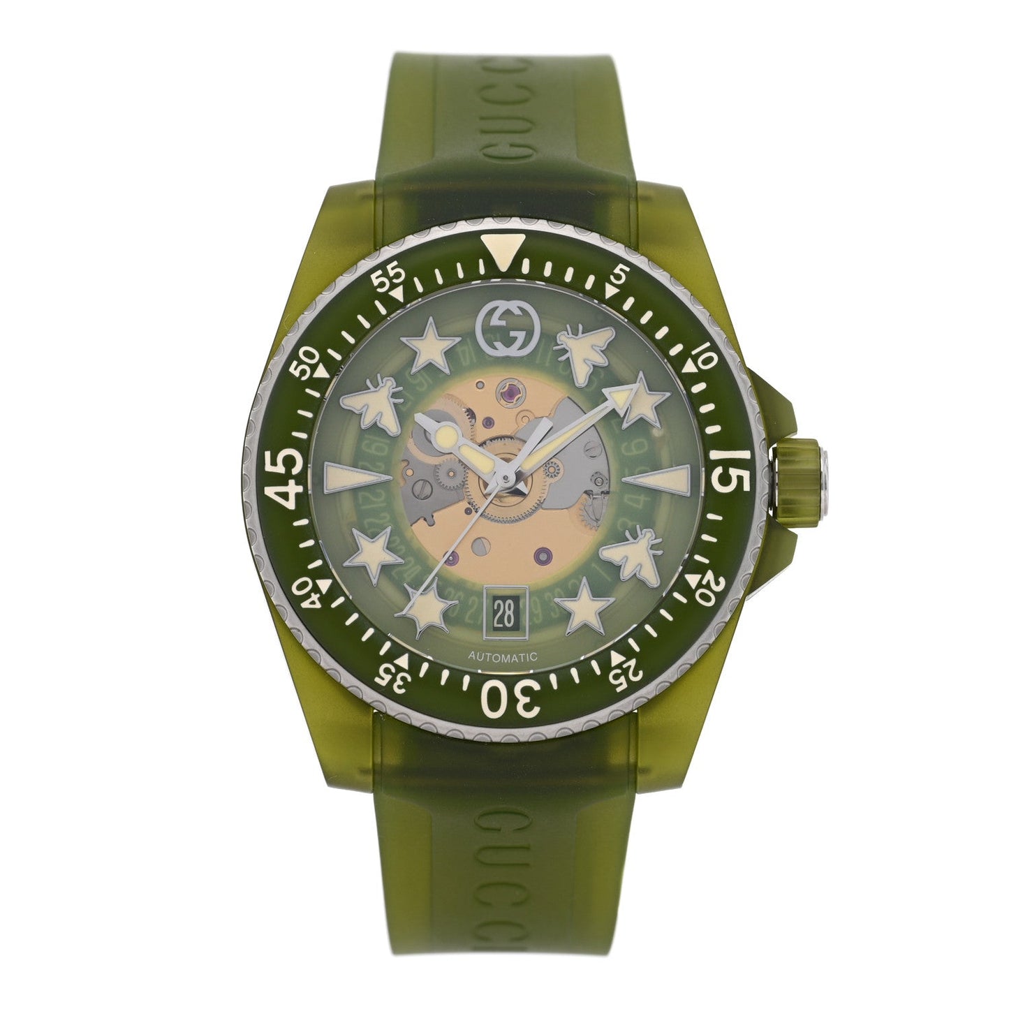 Stainless Steel Rubber 40mm Dive Quartz Watch Green